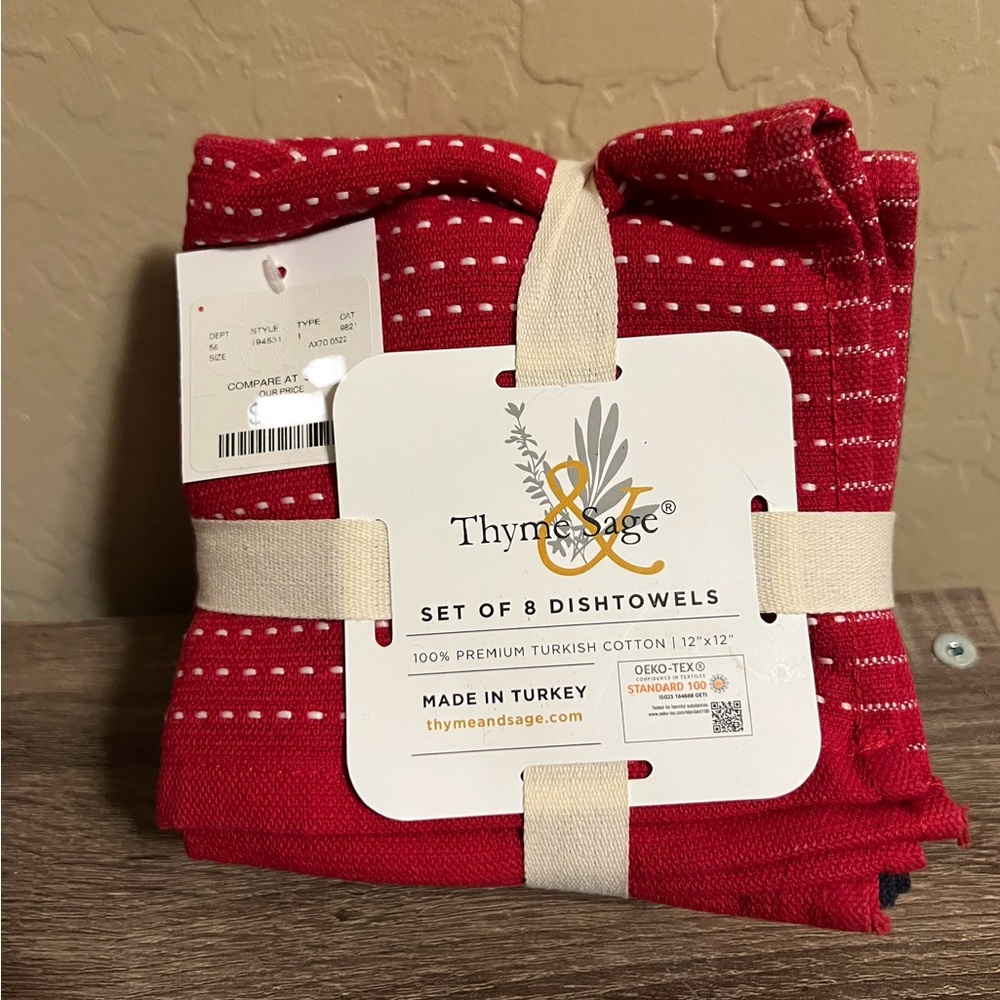 Thyme and Sage 8 Dishcloths Red White Blue USA Fourth of July Summer NWT